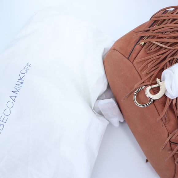 REBECCA MINKOFF Stevie Fringe Julian Backpack Whiskey Brown NWT Leather Bag